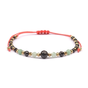 Bransoletka celebrytka czarny TURMALIN SZMARAGD HEMATYT ochrona i optymizm